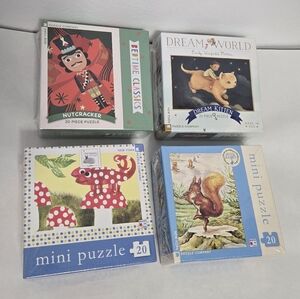 4 New York Puzzle Company Mini 20 Piece Puzzles Dream Kitten Peter Rabbit
